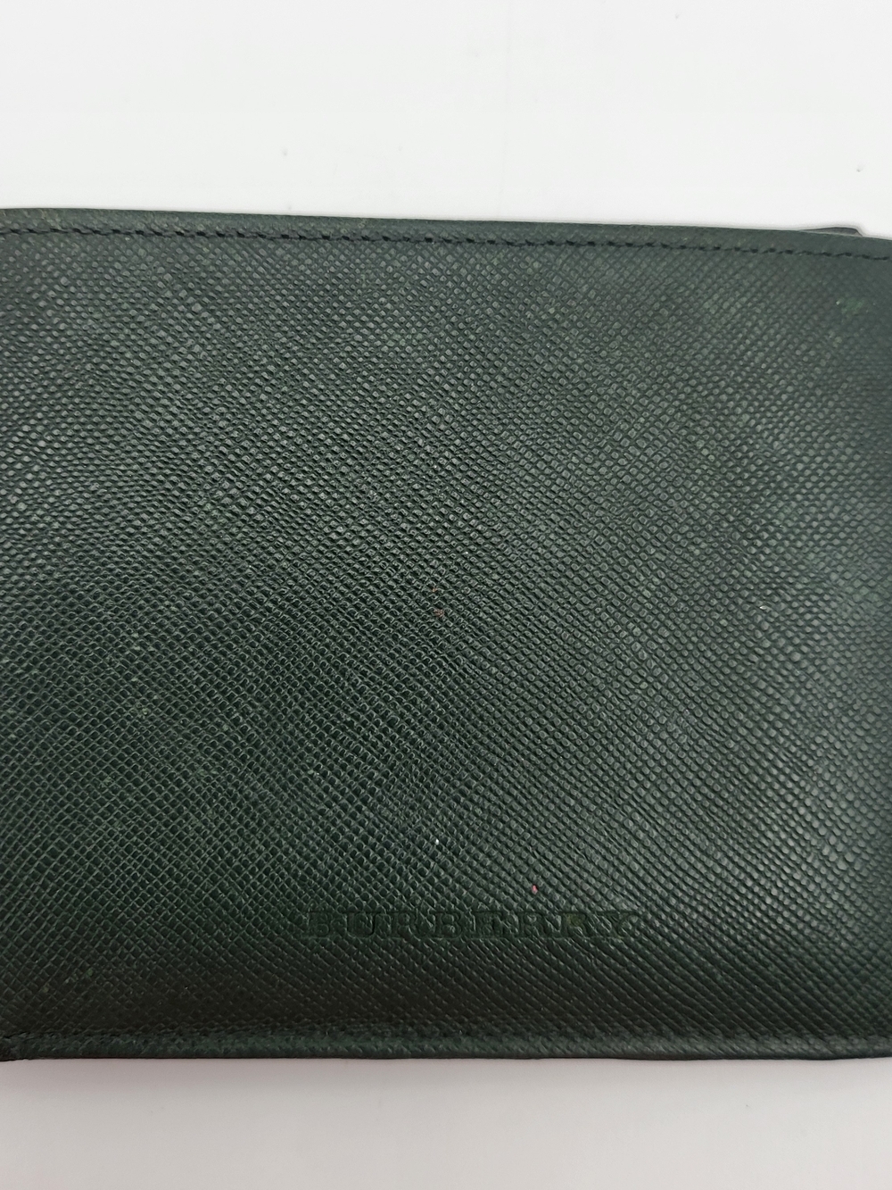 BURBERRY Bifold Wallet Nova Check Dark Green Taiga Leather...Authentic...
